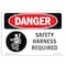 Signmission OSHA Danger Sign, Safety Harness Required, 10in X 7in Rigid Plastic, 10" W, 7" H, Landscape OS-DS-P-710-L-1565 - alternate 1